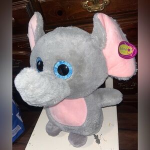 Gray and Pink Stuffed Elephant Toy